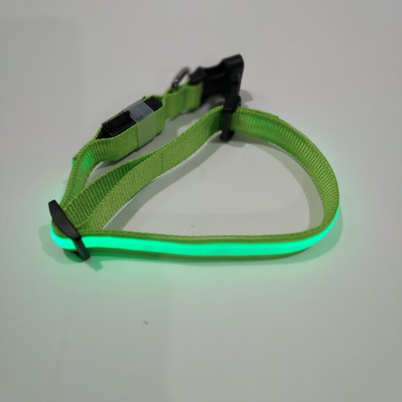 Masbrill Led Dog Collar Large Adjustable Reflective Nylon Lime Green Recharable - Picture 2 of 8
